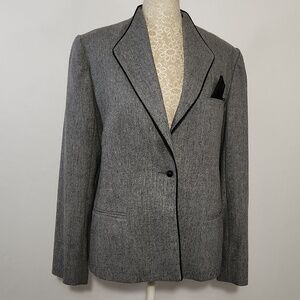 Career CG Guild Blazer Wool Blend Grey Lined Pockets Women Size M Office Busines